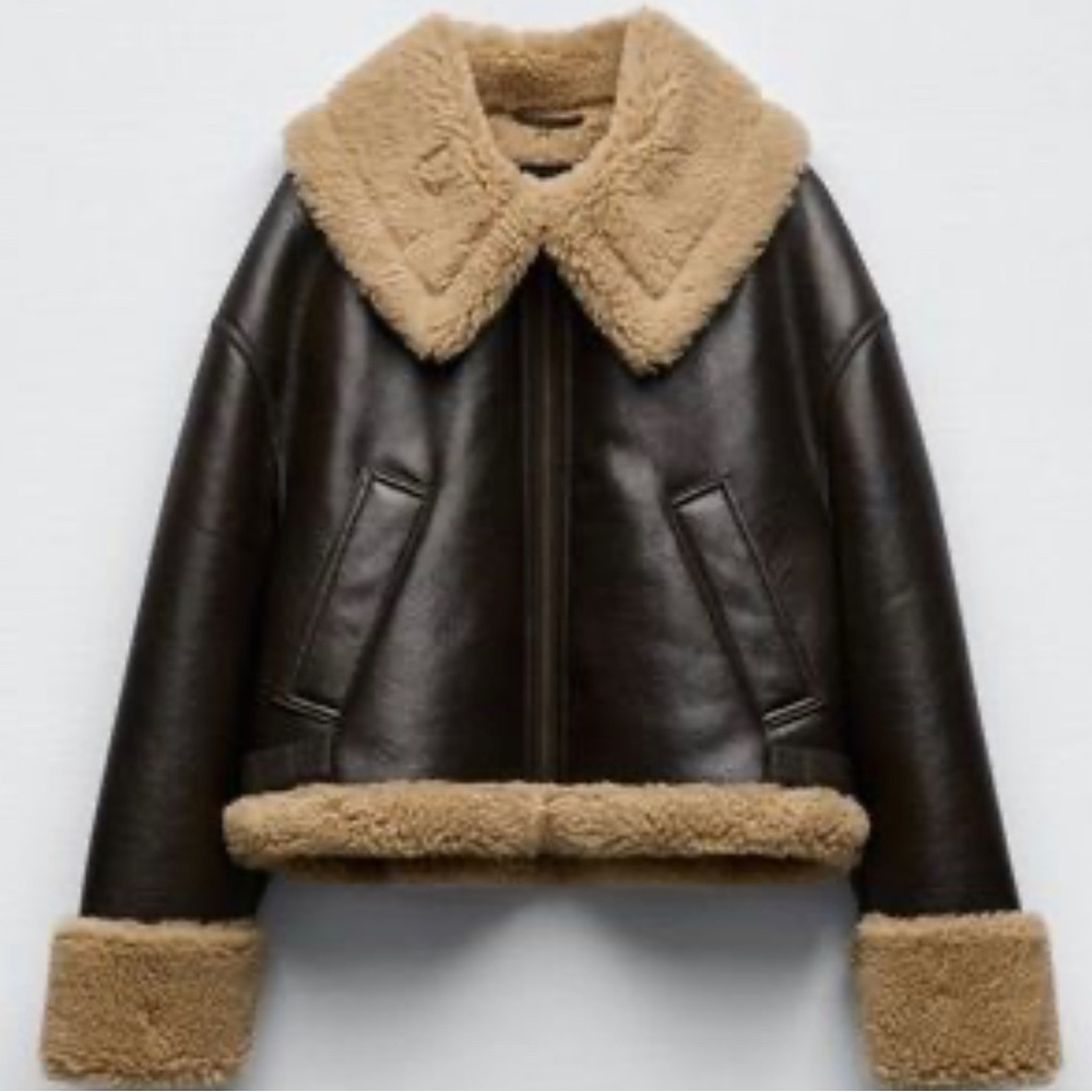 Zara shearling coat sz M